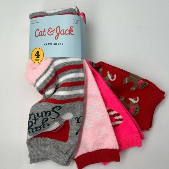 Cat & Jack Other - Christmas socks by cat & jack new Santa sock crew socks 4 pair large 3/10 target